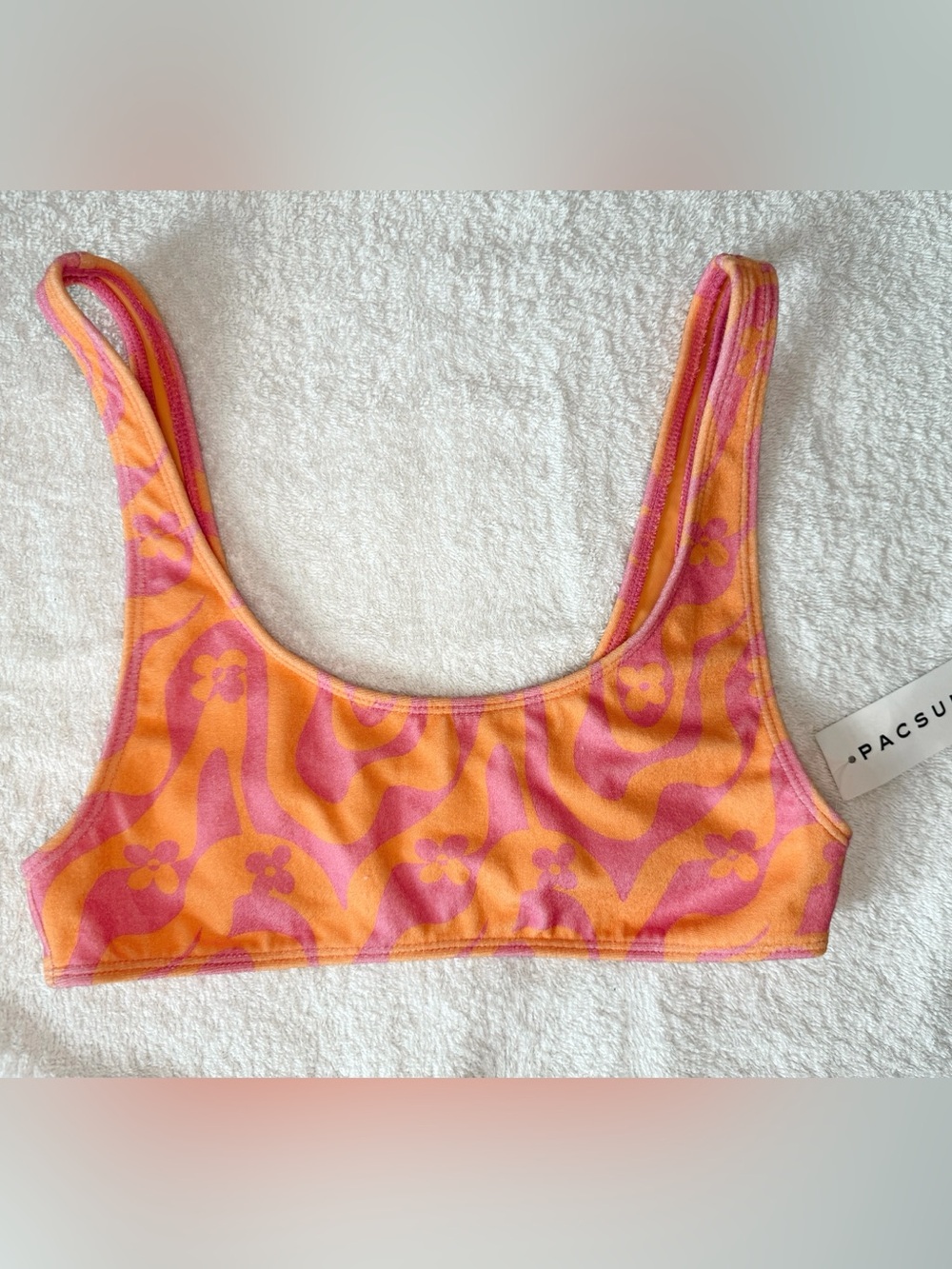 PacSun Orange and Pink Floral Wave Bikini Top
